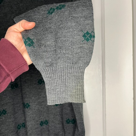 VTG Marshall Field Italian Wool Sweater Men 52 Large Gray Argyle Long Sleeve 80s - Picture 13 of 16